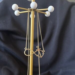 Gold Infinity and Anchor Pendant Necklace